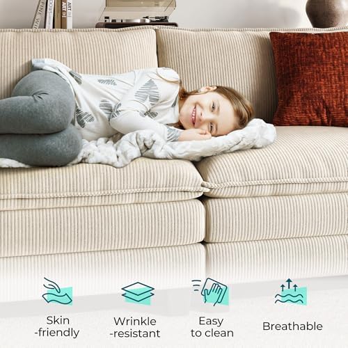 LINSY HOME 157'' Modular Sectional Sofa 4 Seat Couch Corduroy Cloud Couch - Image 3