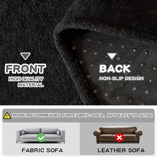 MYSKY HOME Black Couch Covers for Sectional Sofa, Couch Cover L Shape Couch - Image 4