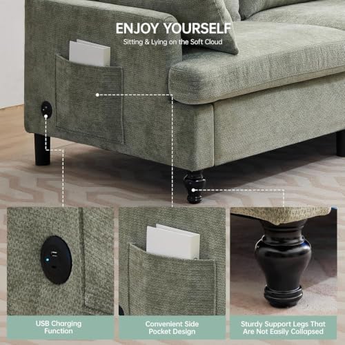 70" Loveseat Sofa Couch, 2 Seat Chenille Couch - Image 5