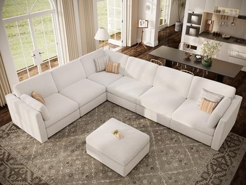 Oversized Modular Sectional Sofa V-Shaped Cloud Couches White - Image 4