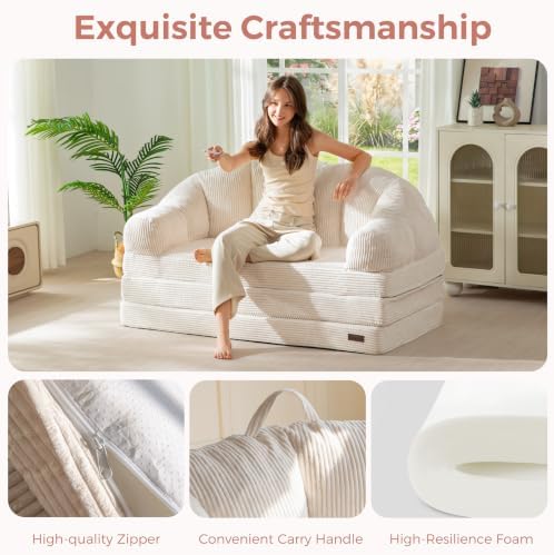 MAXYOYO Folding Sofa Bed with Backrest, Boneless Fold Out Couch with Handle - Image 5