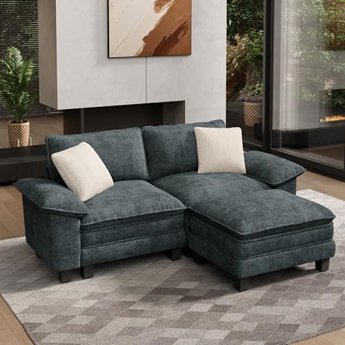 HERA'S HOUSE 3-Seat L Shaped Modular Cloud Couch Sectional Sofa Ottoman by HERASHOUSE