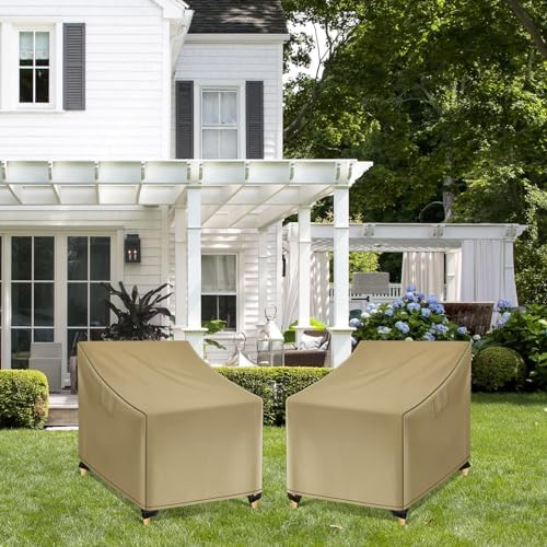 WLEAFJ Outdoor Chair Covers Waterproof, Khaki Lawn Patio Furniture Covers - Image 7