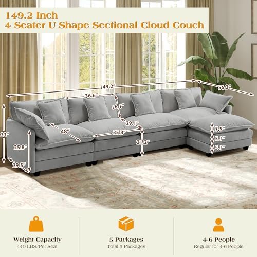 Hanherry Modular Sectional Sofa, Cloud Couch - Image 3