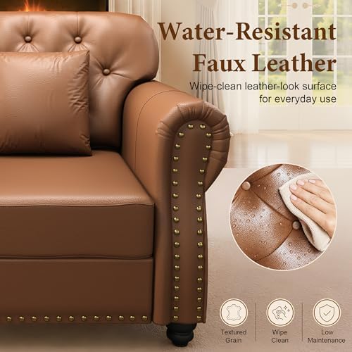 2-Piece Faux Leather Chesterfield Sofa Set - Image 4