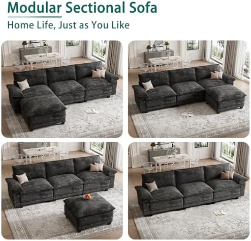 108" Modular Sectional Couch, L Shaped Cloud Sofa - Image 6