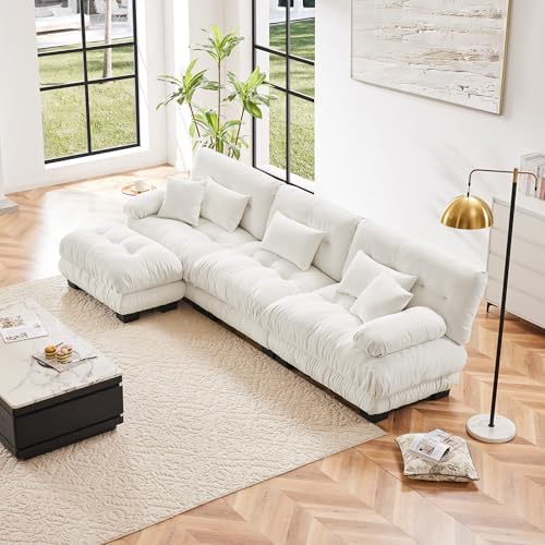 Modular Sectional Sofa for Living Room, Oversized 3 Seater White Sectional by Wunlerlant