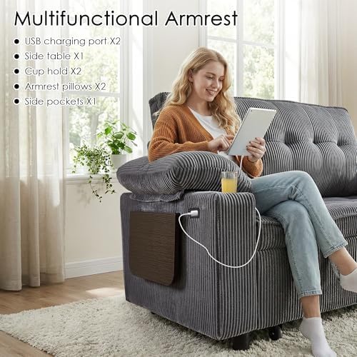 Wakefit 58in Sleeper Sofa Bed, Convertible Pull Out Couch Bed Full Size - Image 4