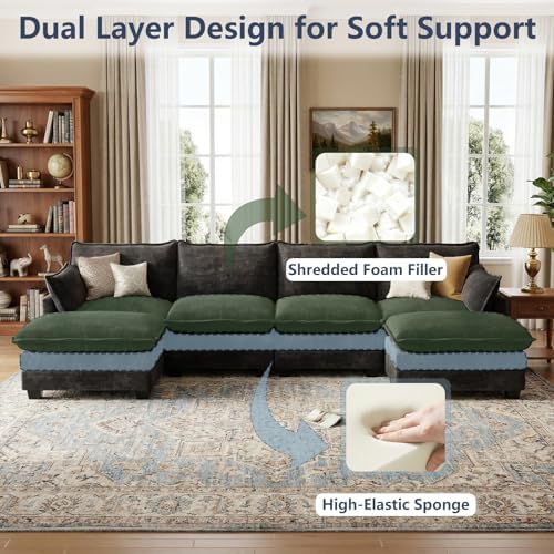 U Shaped Modular Sectional Couch, Comfy Sofa - Image 4