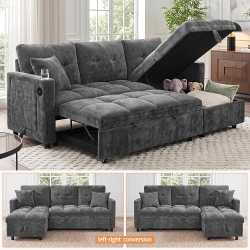 81”Pull Out Sofa Bed, L Shaped Sleeper Sofa - Image 5