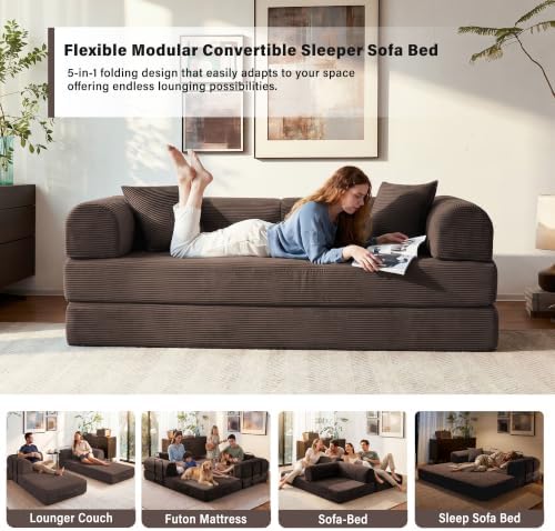 79" Convertible Sofa Bed, Boneless Sleeper Futon Couch - Image 4