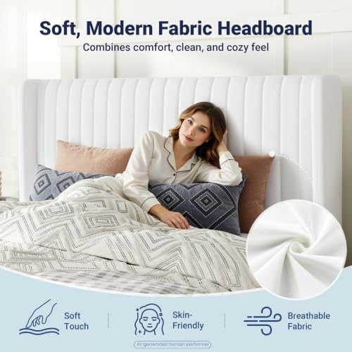 Allewie Full Size Lift Up Storage Bed Frame Channel Tufted Headboard White - Image 5