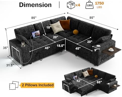 Vipbear 86" Modular Sectional Sleeper Sofa - Image 3