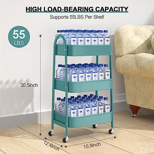 EAGMAK 3 Tier Utility Rolling Cart, Metal Storage Cart - Image 6