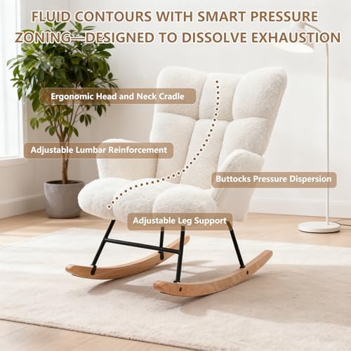Nurseny Rocking Chair, Upholstered Glider Rocker Accent Chair - Image 5