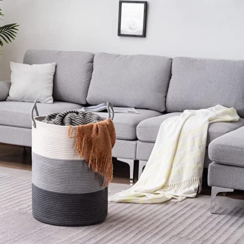 YOUDENOVA Cotton Rope Laundry Hamper Basket, 58L Blanket Basket - Image 2