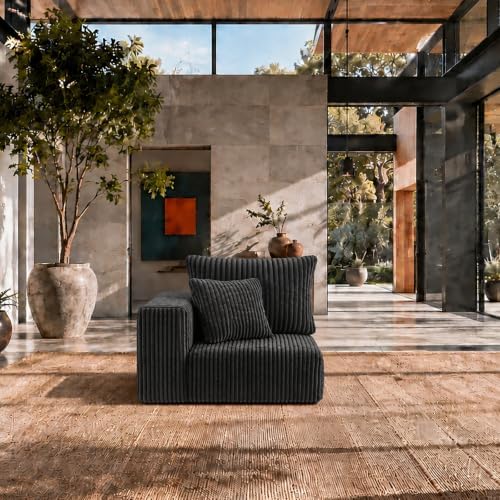 Maywish Single Modular Sofa Chair, Corduroy Boneless Couch, Dark Grey by Maywish