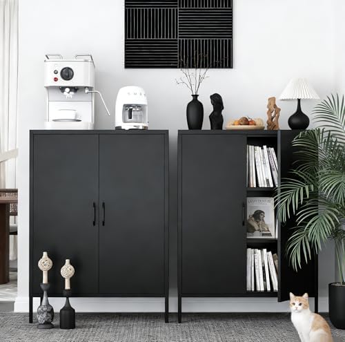 Metal Locker Cabinet, 3 Tier Modern Storage Freestanding Sideboard - Image 4