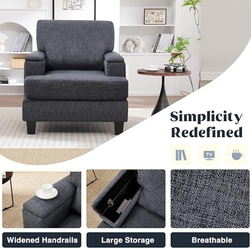 Accent Chairs Set of 2 with Armrest Storage, Modern Upholstered Reading Living - Image 5