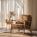 VINGLI Solid Wood Wide Armrests Accent Chair, Upholstered Mid Century Modern by VINGLI