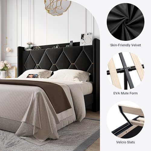 Allewie Queen Bed Frame with Storage Headboard & Smart Charging Station - Image 6