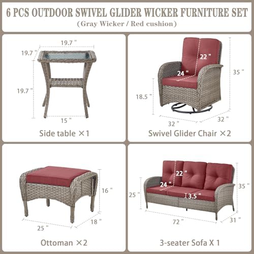 Belord 6 Pieces Wicker Patio Furniture Set - Image 4