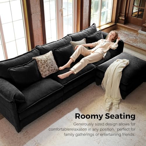 ELUCHANG 114" Oversized V Shaped Modular Sectional Sofa, Comfy Cloud Couch - Image 5