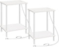 HOOBRO Side Table with Charging Station, Nightstand with 2-Layer Storage Shelves by HOOBRO