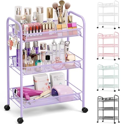 TOOLF 3 Tier Rolling Cart, Metal Utility Storage Cart by TOOLF