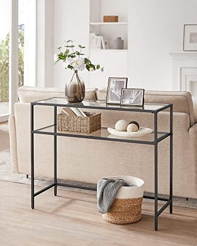 VASAGLE 39.4 Inchs Console Sofa Table, Tempered Glass, 2 Shelves - Image 4