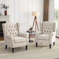 High Back Accent Chairs Set of 2, Wingback Armchair in Fabric by UIXE