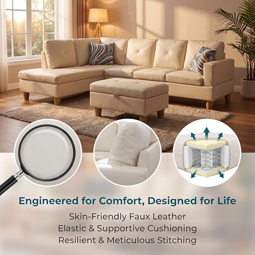 Faux Leather Sectional Couches for Living Room - Image 5