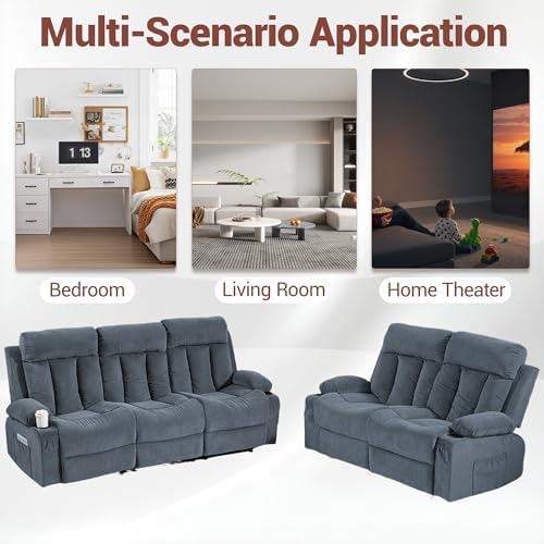 2 Piece Manual Recliner Sofa Set, Loveseat & Chair - Image 6
