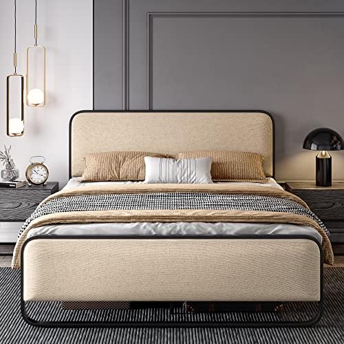SHA CERLIN Queen Size Metal Bed Frame by SHACERLIN