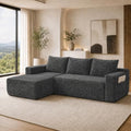 96 inch Boneless Couch, Modular L-Shaped Cloud Sectional Sofa, Dark Grey by Yomsum