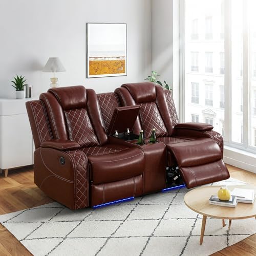 Power Recliner Sofa Set with LED Lights, Includes a Power Recliner 1 Seat and a - Image 4