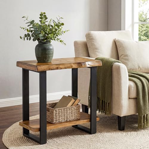 Tribesigns Pine Wood End Table Set of 2, Industrial Side Table - Image 5