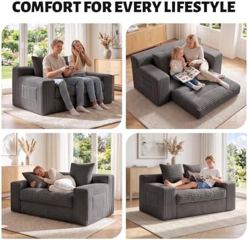 Small Boneless Couch, Boneless Loveseat Convertible Sofa Bed Sleeper Sofa Couch - Image 4