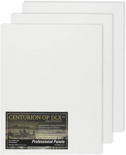 Centurion Deluxe Professional Oil Primed Linen Canvas Panels - 16x20-3 Pack of Linen Canvases for Painting, Artwork and More