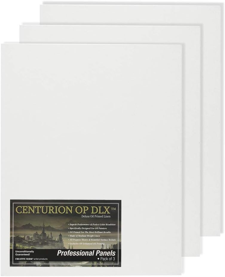 Centurion Deluxe Professional Oil Primed Linen Canvas Panels - 14x18-3 Pack of Linen Canvases for Painting, Artwork and More