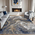 Modern Abstract Blue 6x6 Rug: Square Area Rugs by Luxcrest