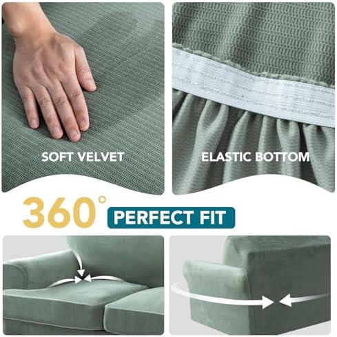 Turquoize T Cushion Sofa Slipcover 4 Piece Sofa Covers - Image 6