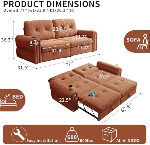 77" Convertible Queen Sofa Bed - Image 2