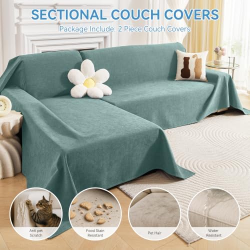 100% Waterproof Sectional Couch Covers, 2 Pieces L Shaped Sofa Cover - Image 3