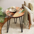 Reclaimed Wood Multi Color Side Table 17.5" x 17.5" x 20" H Wooden Accent by Warmaxx-warmhomesweetdream