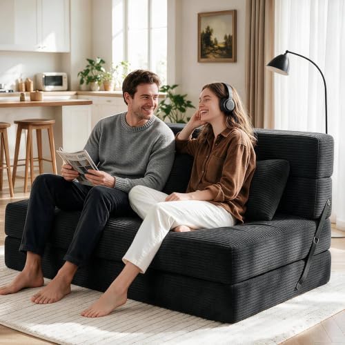 Convertible Sofa Bed, Loveseat Folding Floor Futon Sleeper Sofa Couch Bed - Image 2