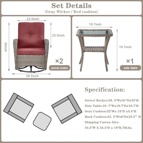 Belord Swivel Patio Chairs Wicker Set - Image 6