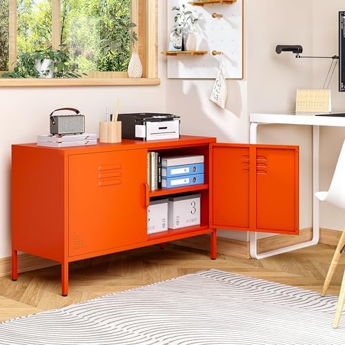 SISESOL Orange Metal Storage Cabinet - Image 5
