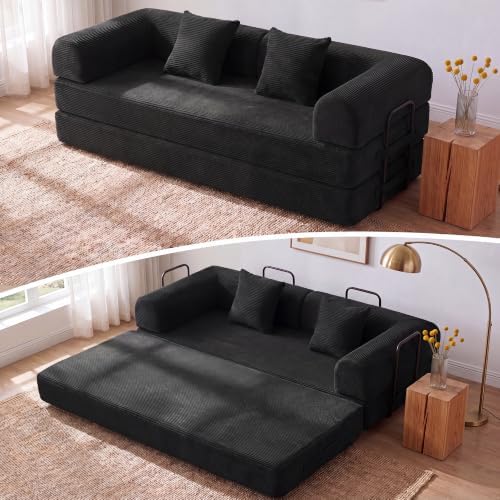 79" Convertible Futon Sofa Bed, Boneless Couch by ZQRhome