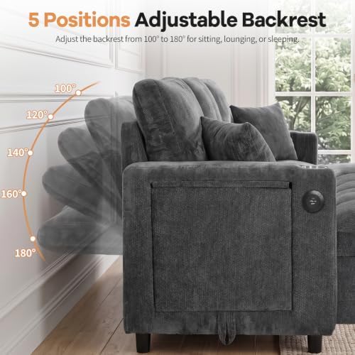 108”Pull Out Sofa Bed, U Shaped Sleeper Sofa - Image 5